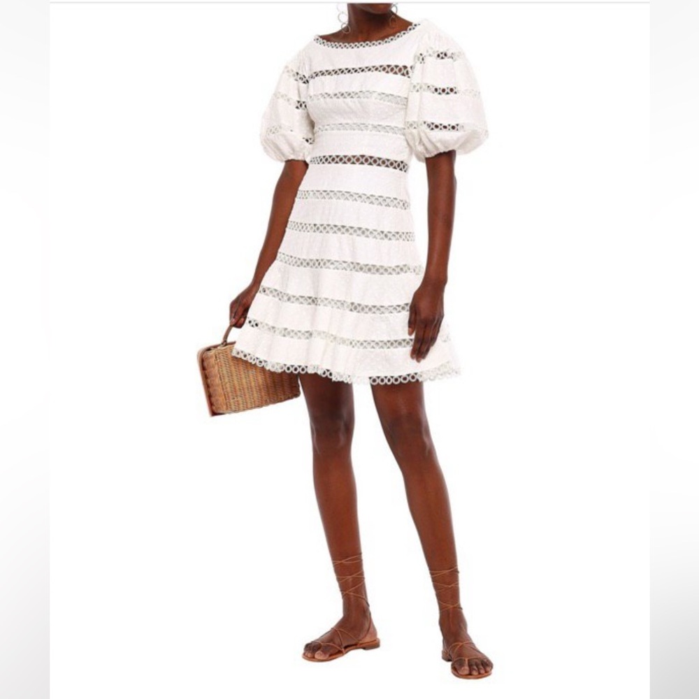 Zimmerman polka dot embroidered linen- blend dress